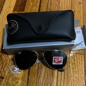 Rayban Sunglasses Arsita gold with green lenses- new with tags and box